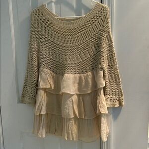 Entro Beige Crochet Layered Tunic